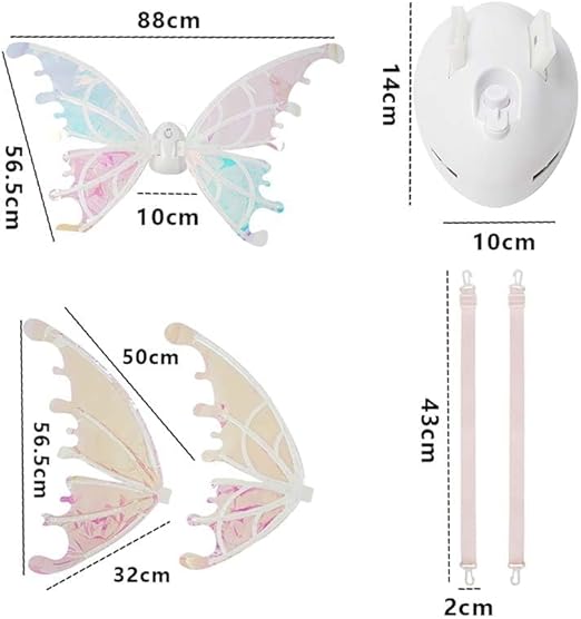 Electric Sparkling Butterfly Fairy Wings with Lights Music, LED Moving Fairy Wing for Kids