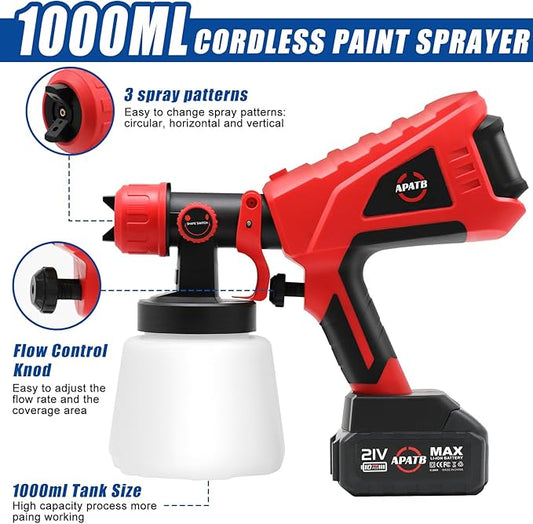 Cordless Electric Paint Sprayer | 5 Nozzle | High-Pressure Airbrush for Auto, Furniture & Steel Coating | Compatible with Makita Battery